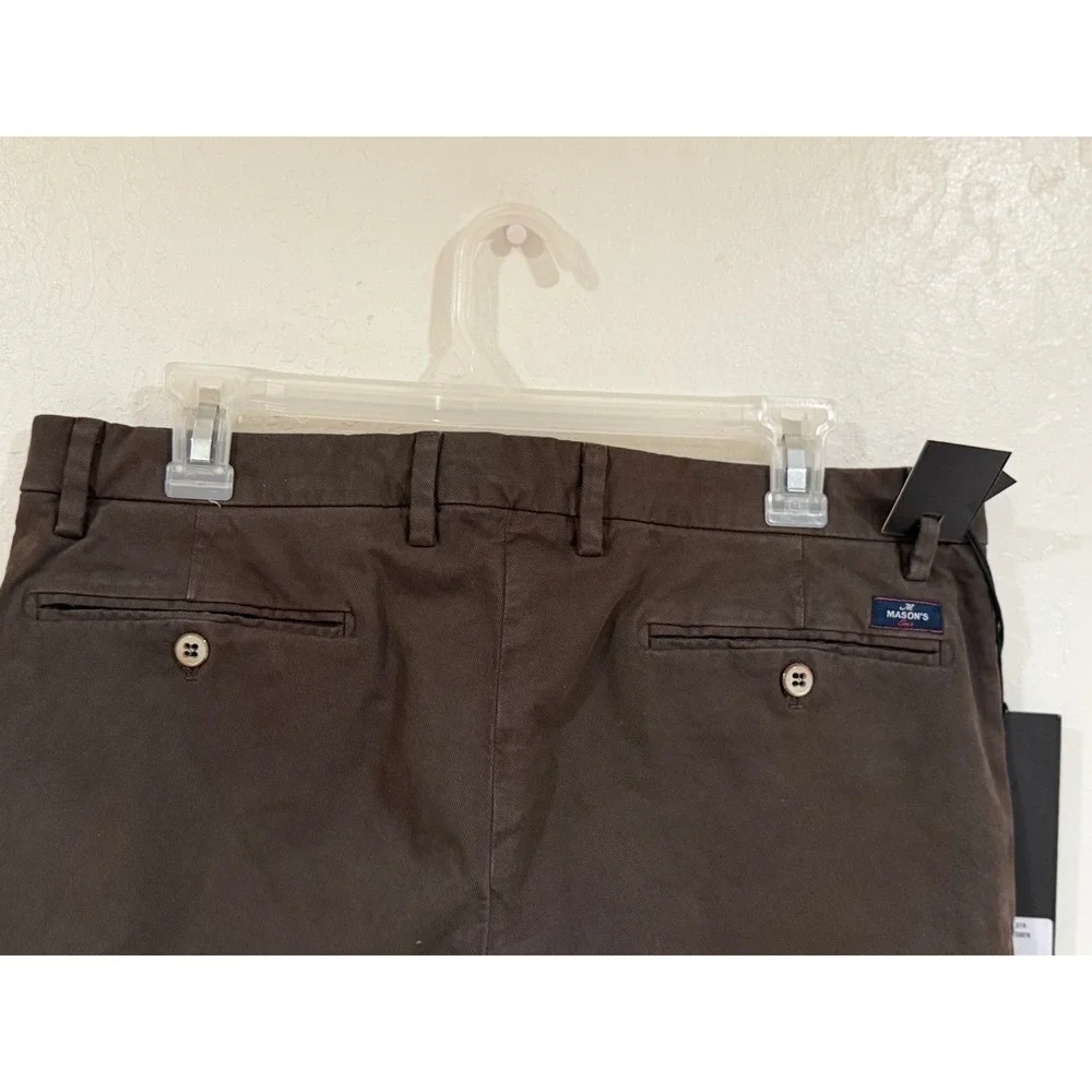 Mason's Torino Slim Fit Chino Pants Mens 50 Dark Brown Cotton Blend Trousers